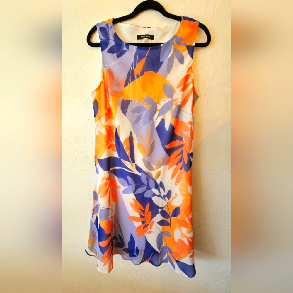 Nine West Tropical Lined Multicolor Dress Size 12